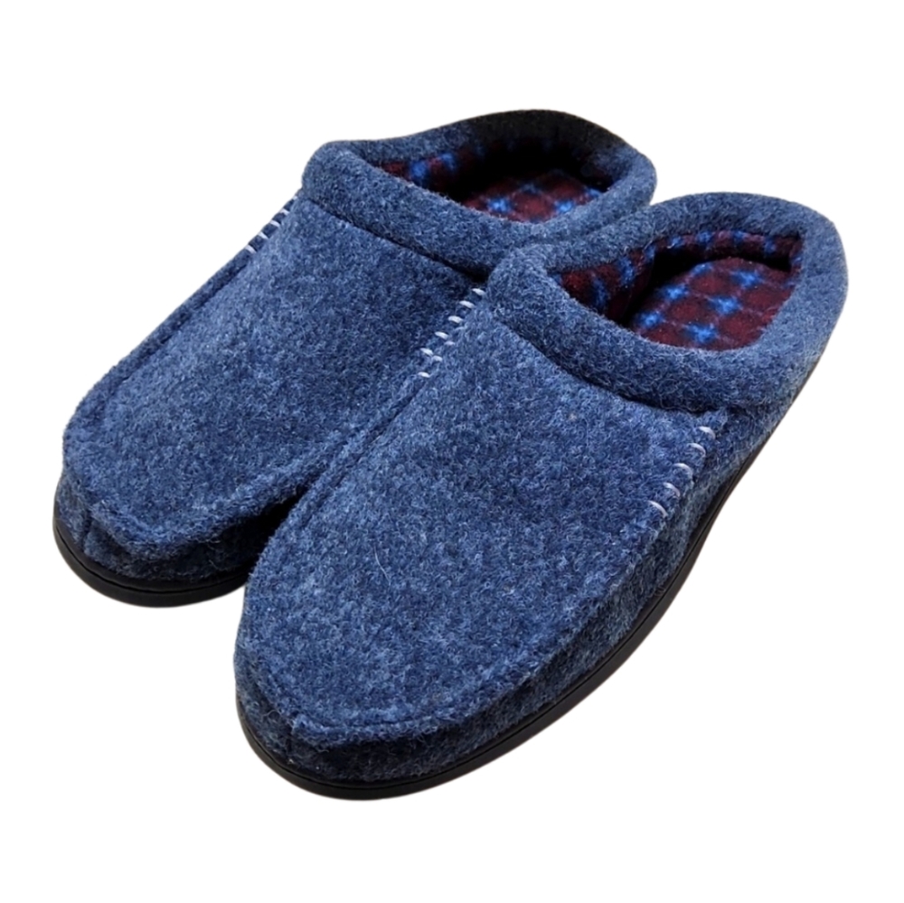 Mens Urban Pipeline Felt Scruff Slippers, Navy Blue. Red 12
